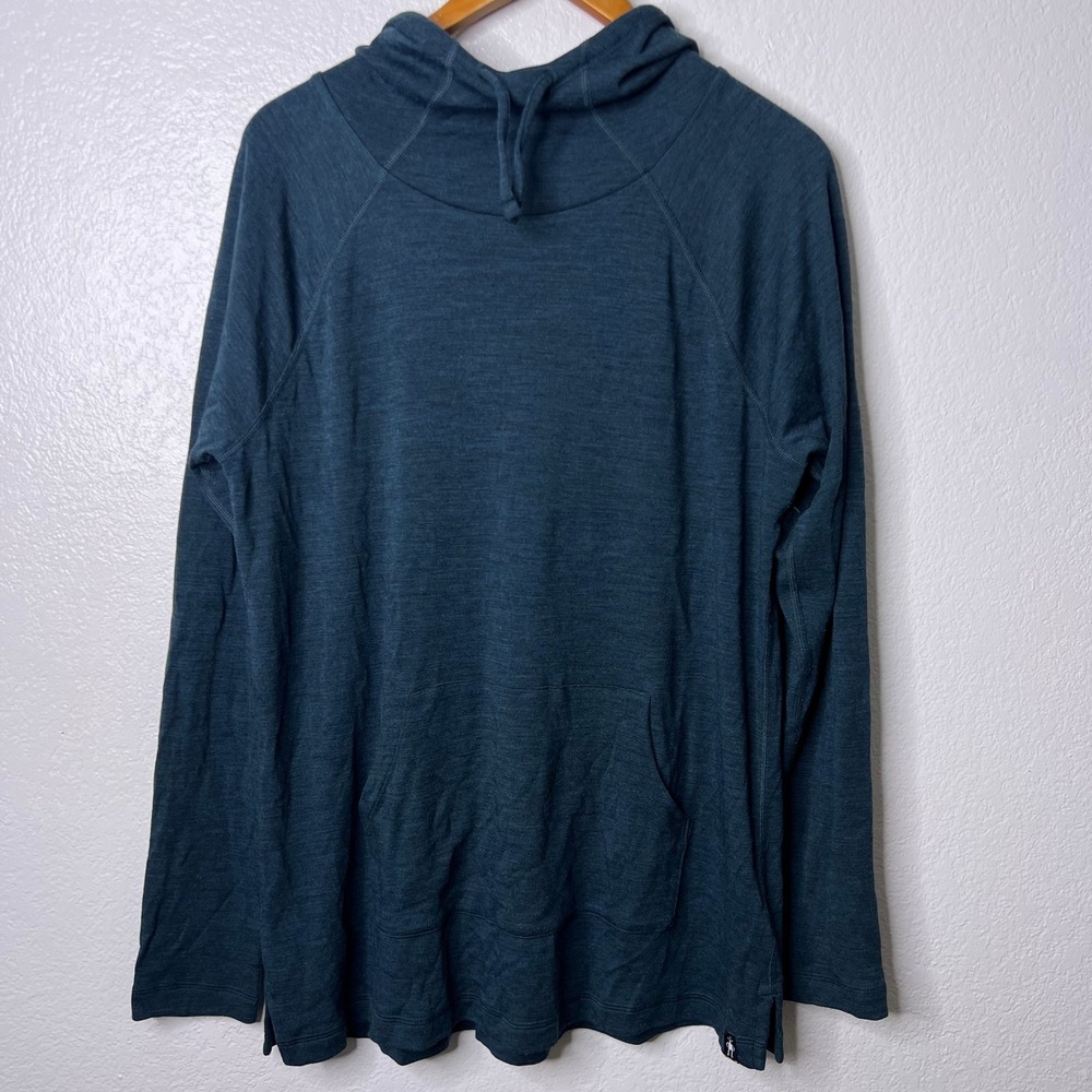 Smartwool Thermal Merino Drape Neck Hoodie Women's XL Blue 100% Wool SW016508 - Picture 2 of 7